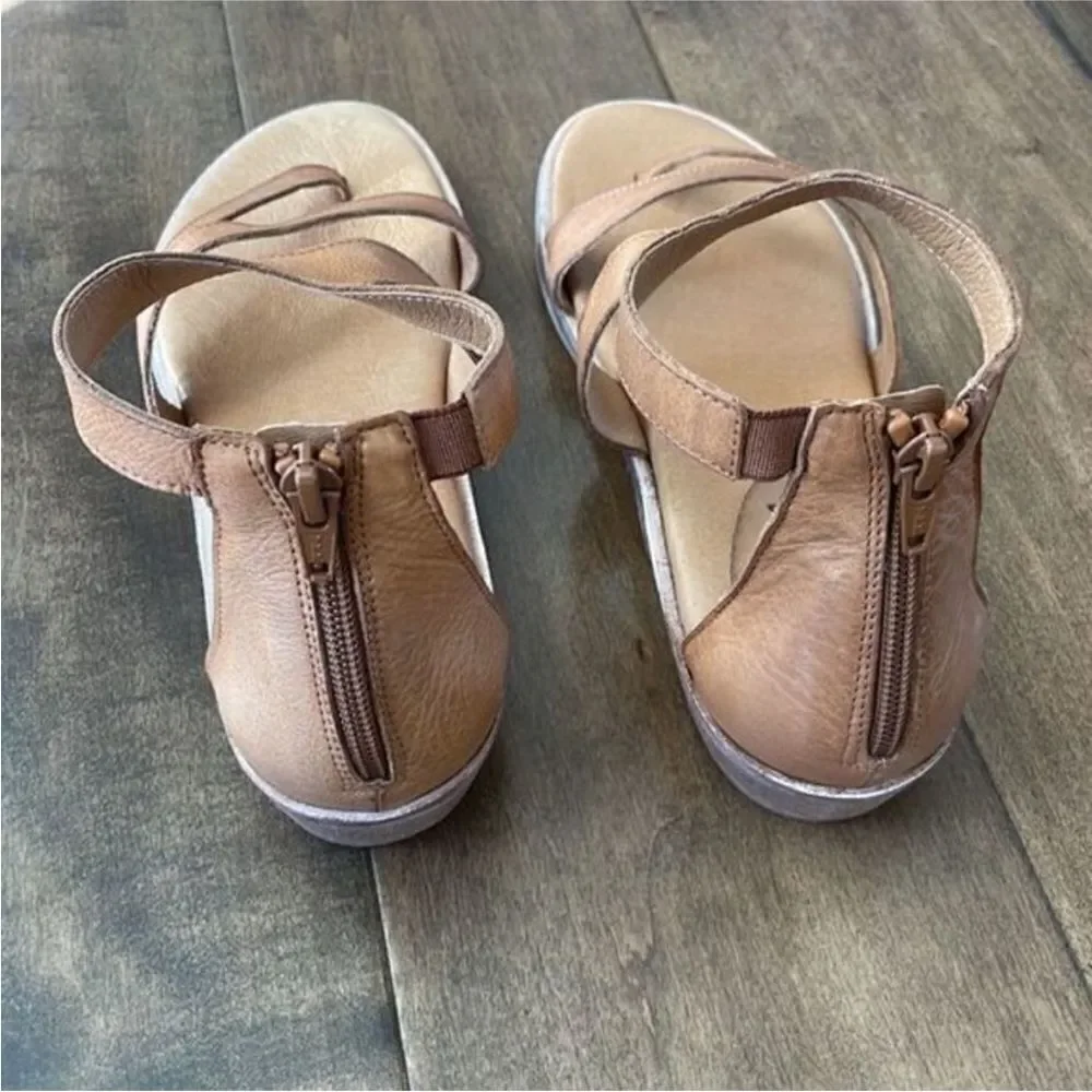 Free People Farrah Asymmetric Sandals Brown Leather EU 41 US 11 NWOB